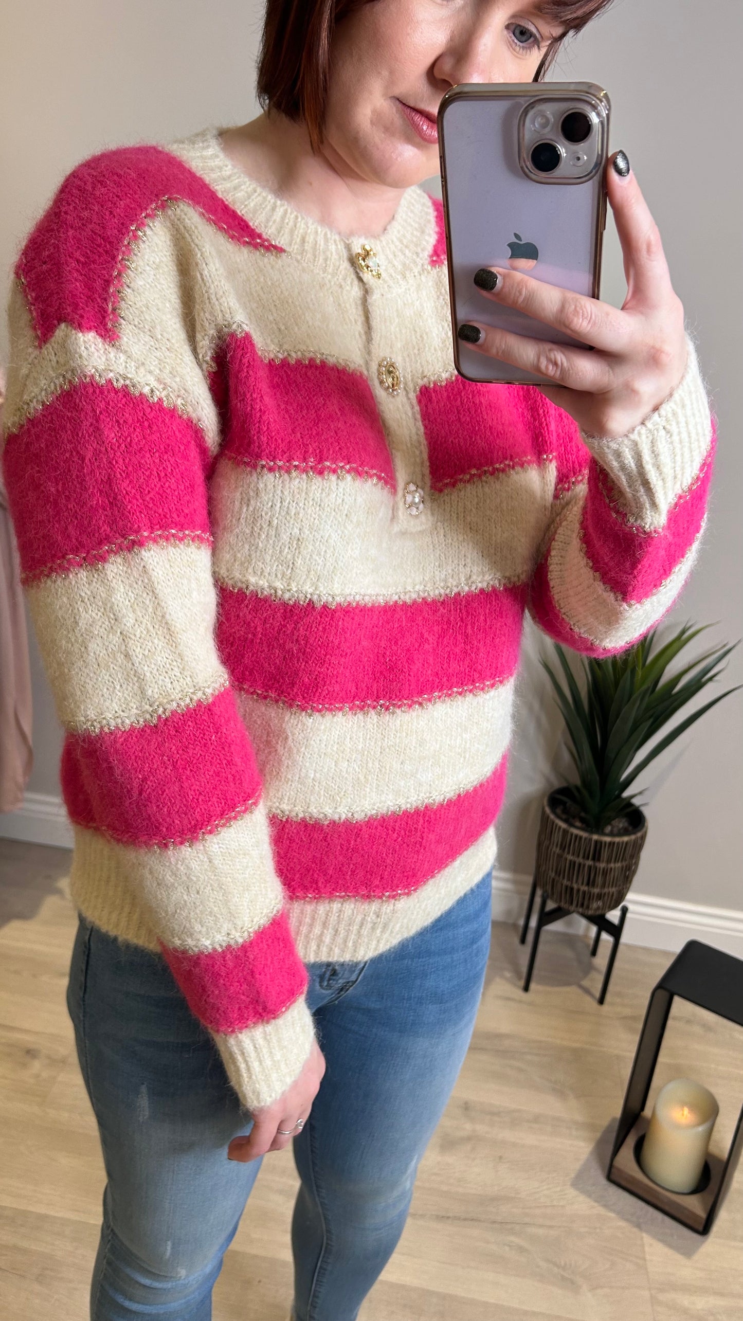 Paris Stripe Knit-Pink