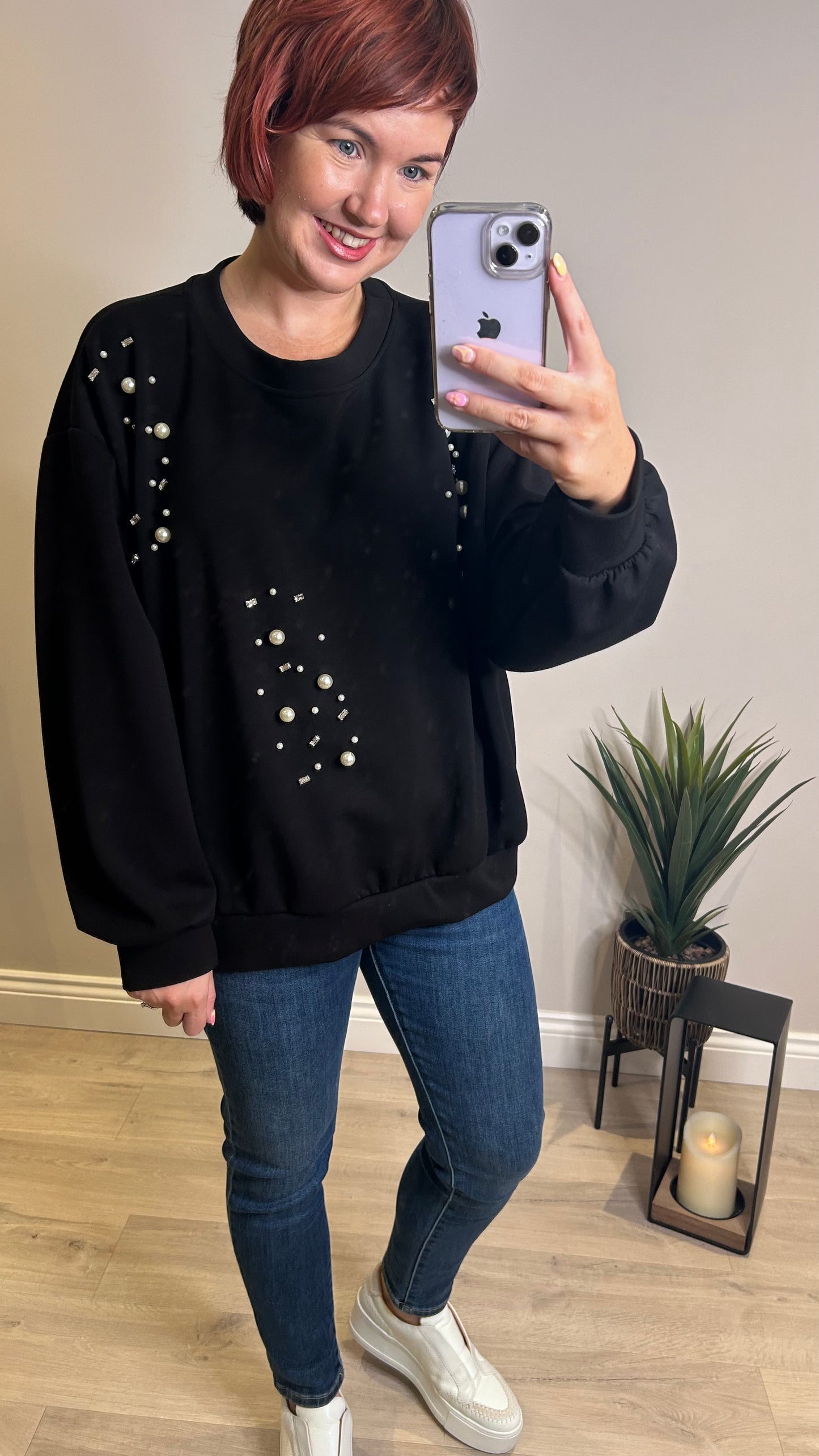 Pearl Embellished Sweatshirt