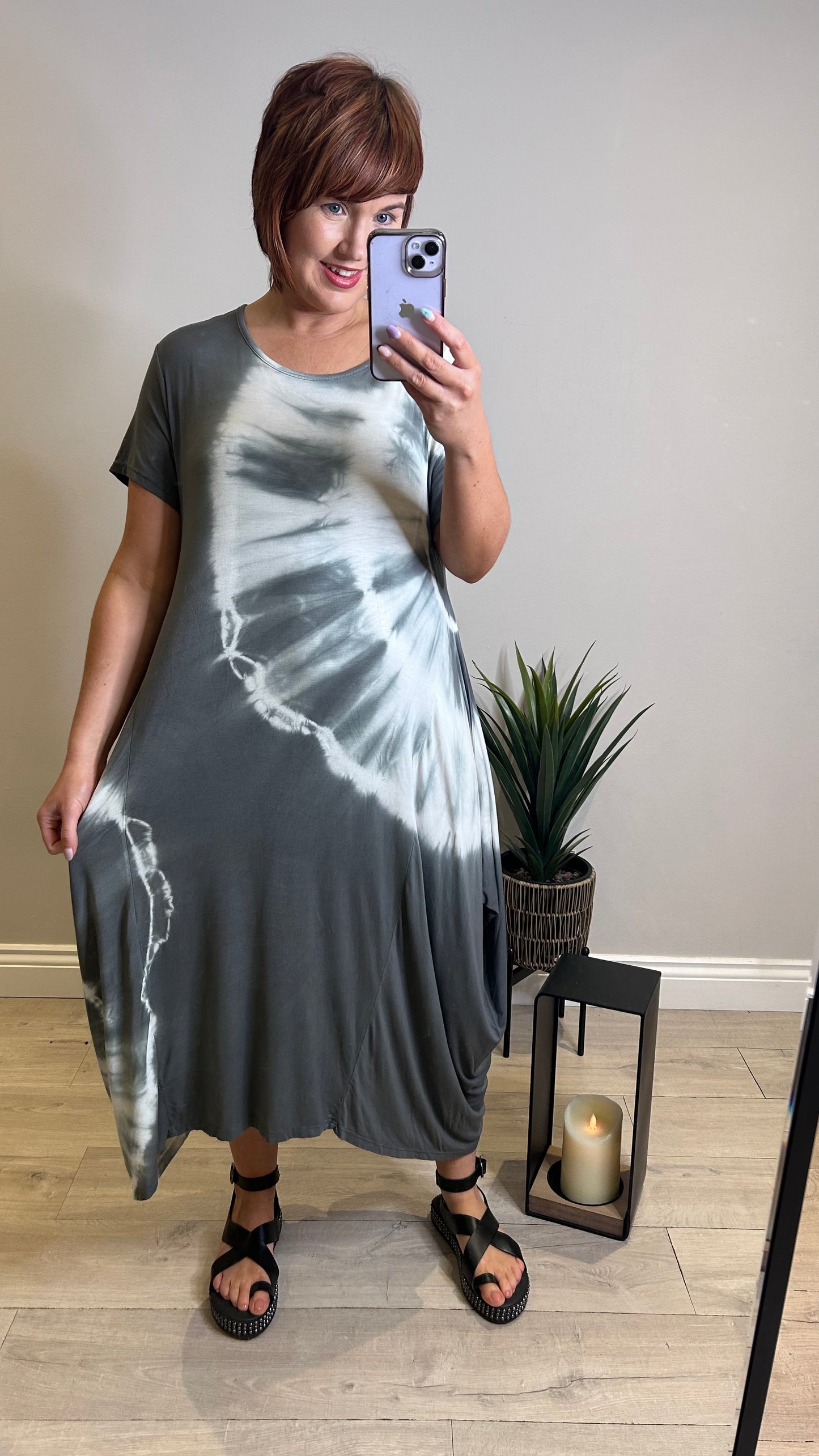 Tie Dye Dress- Charcoal