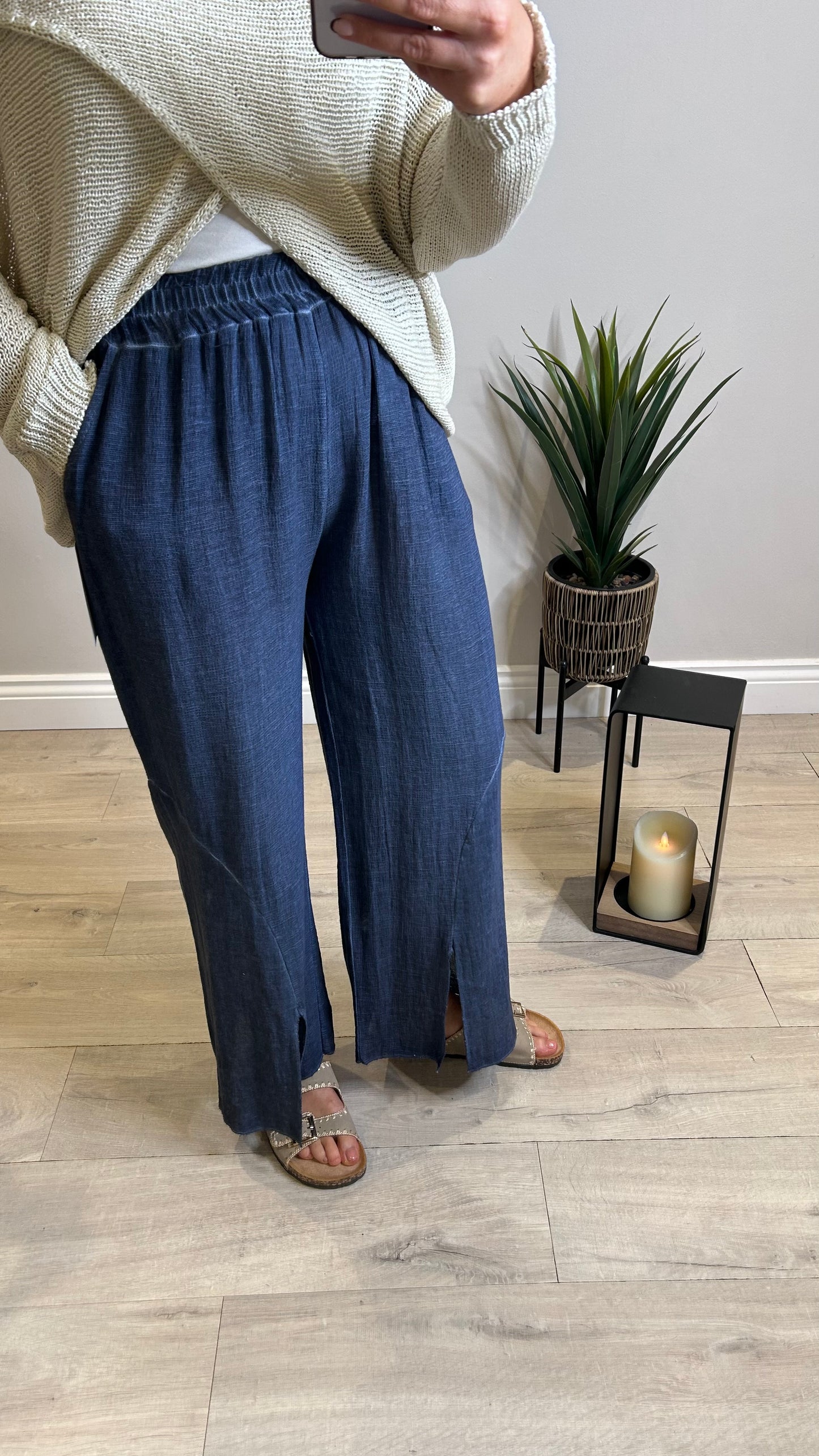 Denim Linen Mix Trousers