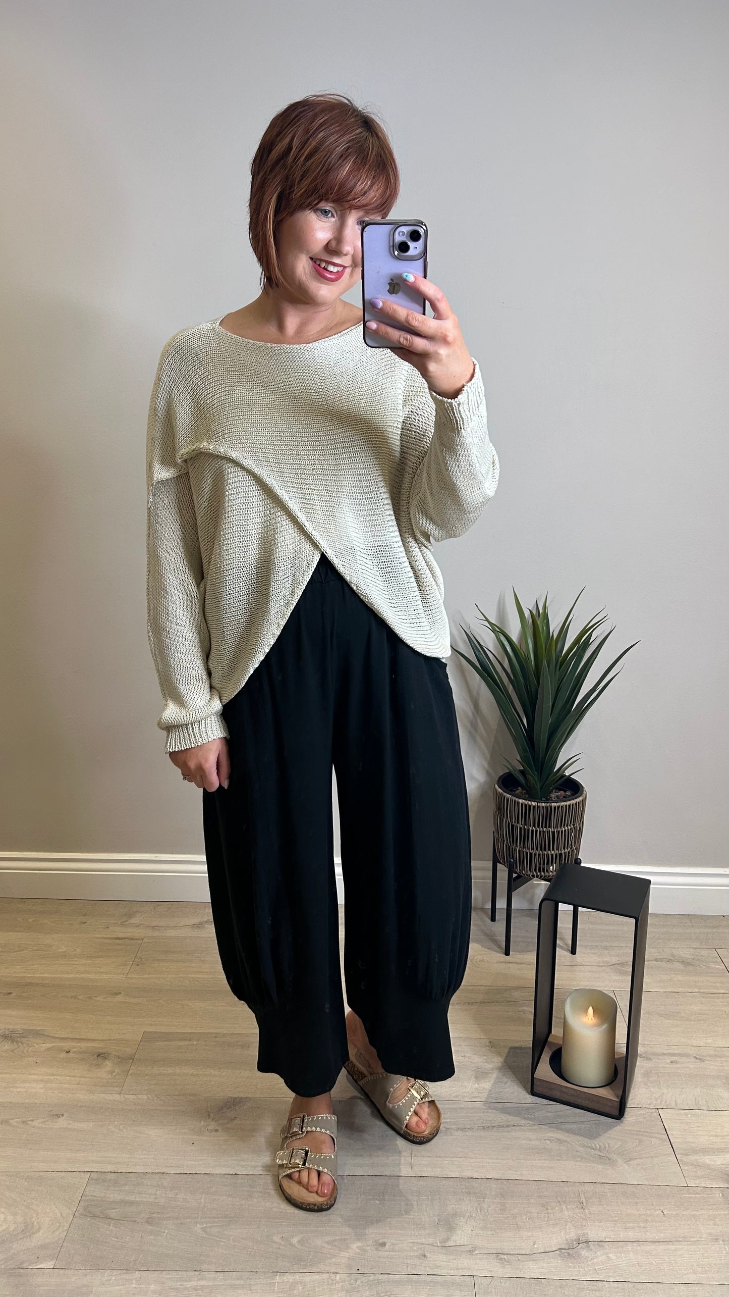 Cotton Crossover Knit- Stone