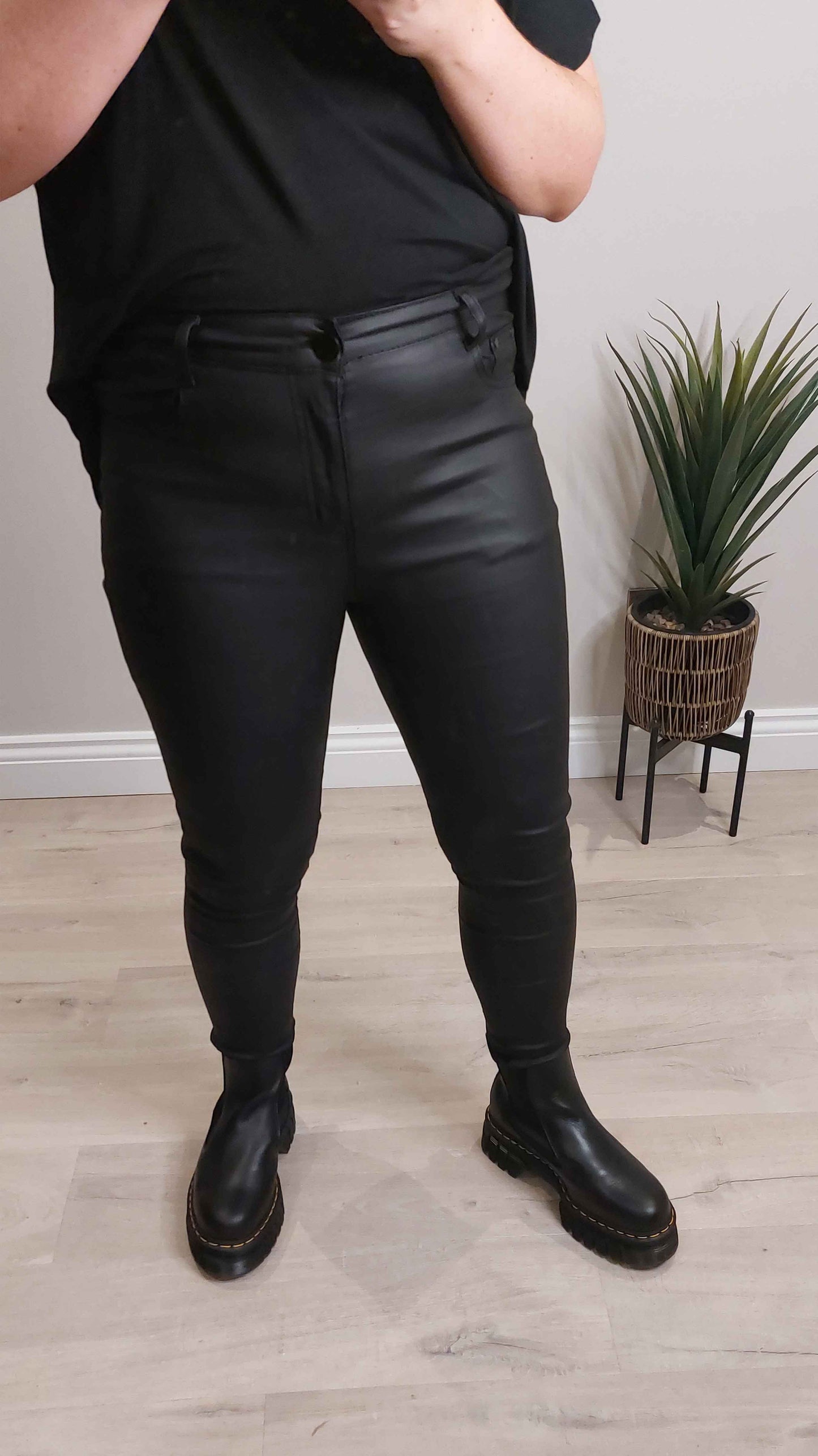G-Smack black leather look jeans